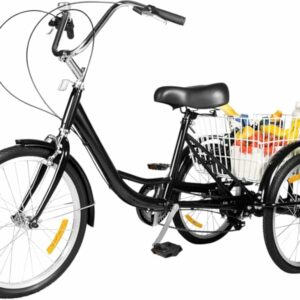 20 "8 Marce Triciclo Adulto Con 3 Ruote E Grande Cestino Di Alta Qualità Nero Bianco Bici Cestino Pieghevole Cruiser Biciclet - immagine 1