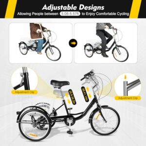 20 "8 Marce Triciclo Adulto Con 3 Ruote E Grande Cestino Di Alta Qualità Nero Bianco Bici Cestino Pieghevole Cruiser Biciclet - immagine 5