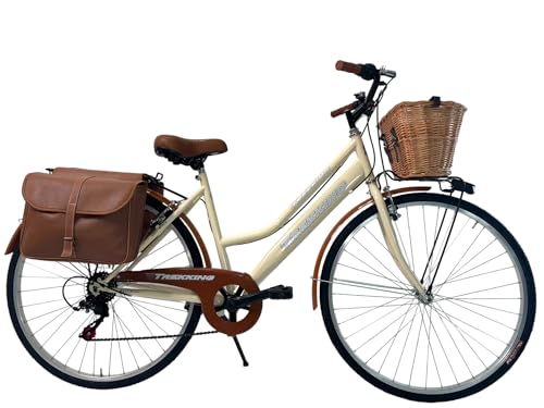 B0CY2T7V4T 0 69c2b65d36b25 MADICKS Bicicletta Donna da Passeggio Olanda Misura 28 Bici da città Vintage retrò con Cestino Beige Con Cambio