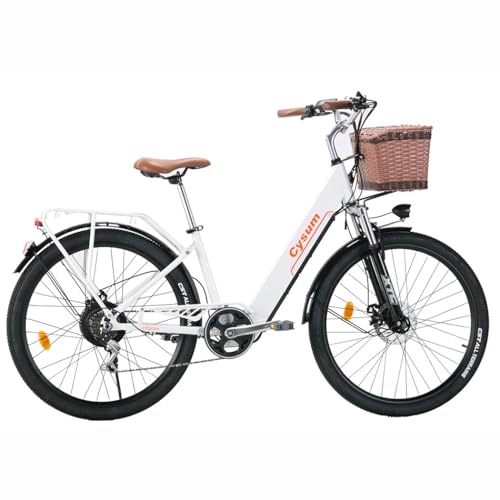 B0D8NTSRL1 0 69c2b7ae45d63 cysum cityrun bici elettrica donna, 26'' pedalata assistita Bicicletta Elettrica, City E-bike per adulti, 250W motore 25km/h,