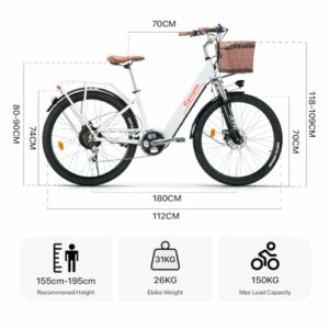 cysum cityrun bici elettrica donna, 26'' pedalata assistita Bicicletta Elettrica, City E-bike per adulti, 250W motore 25km/h, - immagine 4