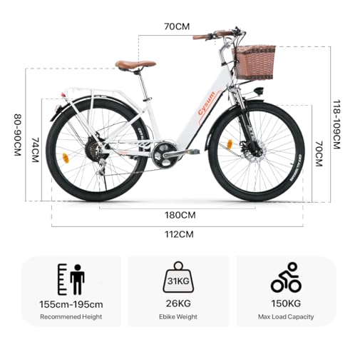 B0D8NTSRL1 2 69c2b7b0c7022 cysum cityrun bici elettrica donna, 26'' pedalata assistita Bicicletta Elettrica, City E-bike per adulti, 250W motore 25km/h,