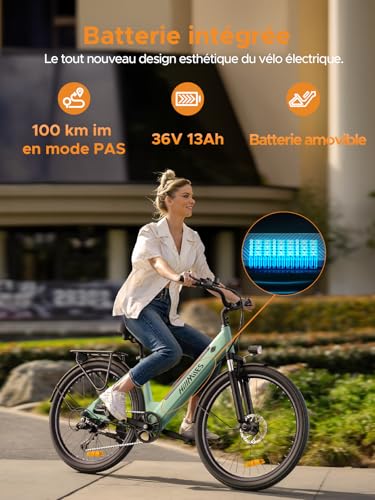 B0DKXXHK16 2 69c2b5eb8e957 HillMiles Bici Elettrica Per Adulti Da 26", 7 Velocità Bicicletta Elettrica da 36V 13Ah Batteria Rimovibile, 25km/h & Autonom