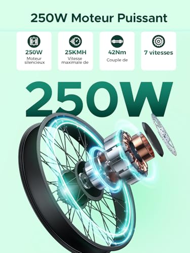 B0DKXXHK16 3 69c2b5ec3131a HillMiles Bici Elettrica Per Adulti Da 26", 7 Velocità Bicicletta Elettrica da 36V 13Ah Batteria Rimovibile, 25km/h & Autonom