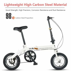 LETIANZG Bici Pieghevole da 12 Pollici per Adulti e Adolescenti, con Altezza Regolabile, Bici Pieghevole da Città, Si Piega F - immagine 5