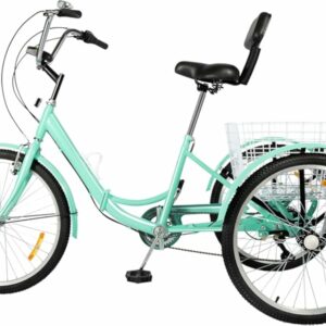 Poyujkyhr Triciclo pieghevole da 24 pollici per adulti, bicicletta a 3 ruote, bicicletta a 7 marce, bici da trekking, altezza