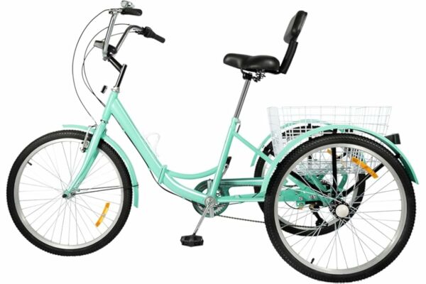 B0F4KFBFPY 69c2c17e4ab7f Poyujkyhr Triciclo pieghevole da 24 pollici per adulti, bicicletta a 3 ruote, bicicletta a 7 marce, bici da trekking, altezza