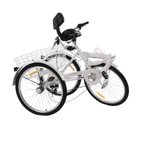 B0F4N3VF8M 3 69c2bfeaa7c42 BYUAK Triciclo pieghevole per adulti, 24 pollici, 7 marce, 3 ruote, bicicletta per adulti, con cestino, bicicletta per la spe