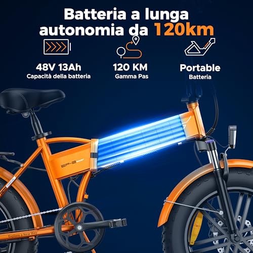 B0FGY3HP14 3 69c2b6d245604 ENGWE EP-2 BOOST Bicicletta Elettrica Pieghevole Con Sensore di Coppia, 48V 13Ah Batteria Rimovibile e 250W Motore Senza Spaz