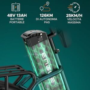 ENGWE L20 Boost Bicicletta Elettrica per Adulti, Batteria Rimovibile da 48 V 13 Ah, Autonomia Fino a 126 km, 20 × 4.0 Fat Pne - immagine 4
