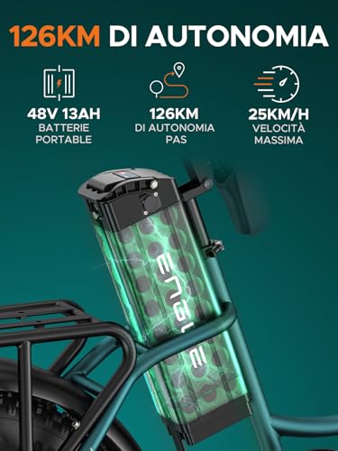 B0FHKPJRNN 2 69c2b74a4b2d2 ENGWE L20 Boost Bicicletta Elettrica per Adulti, Batteria Rimovibile da 48 V 13 Ah, Autonomia Fino a 126 km, 20 × 4.0 Fat Pne