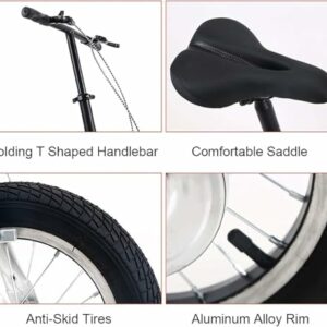 Kcolic Bici Pieghevole 12 Pollici, Bici Città Compatta, per Studenti Adulti, Mini Bici Pieghevole Leggera per Bici Lavoro A,1 - immagine 5