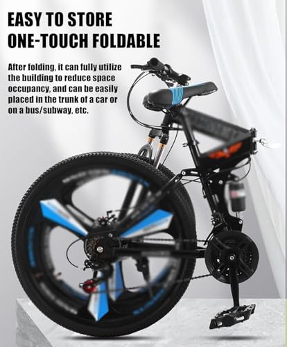 B0G145Y3WN 1 69c2c05bd8bcc Kcolic Mountain Bike Pieghevole 24" E 26" con Doppia Sospensione, Telaio Acciaio Ad Alto Tenore Carbonio, 21 velocità, Bici C