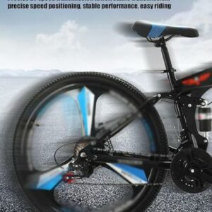 Kcolic Mountain Bike Pieghevole 24" E 26" con Doppia Sospensione, Telaio Acciaio Ad Alto Tenore Carbonio, 21 velocità, Bici C - immagine 4