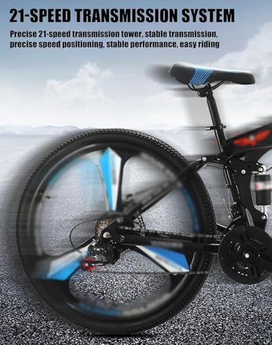 B0G145Y3WN 2 69c2c05d2e6b0 Kcolic Mountain Bike Pieghevole 24" E 26" con Doppia Sospensione, Telaio Acciaio Ad Alto Tenore Carbonio, 21 velocità, Bici C
