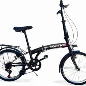 MADICKS Bicicletta Pieghevole 20" Folding Nera · City Bike Unisex con Cambio 6 Velocità · Telaio Robusto · Design Made in Ita
