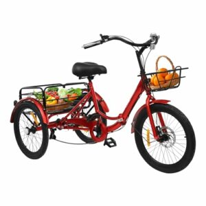 KKVUIIFF - Triciclo pieghevole da 20 pollici, triciclo per adulti, a 7 marce, con cestino, per shopping, gite e allenarsi - immagine 3