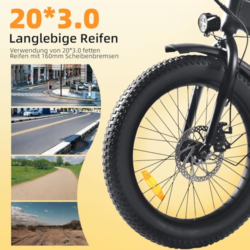 KAISDA Bici Elettrica Pieghevole 20 Pollici Bicicletta Elettrica da 36V 10.4Ah, 20 * 3.0" Pneumatici Larghi fino a 60 km, Dis 4 B0GC8K2KS7 3 69c2b7e748b36 KAISDA Bici Elettrica Pieghevole 20 Pollici Bicicletta Elettrica da 36V 10.4Ah, 20 * 3.0" Pneumatici Larghi fino a 60 km, Dis