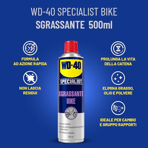B00R1Q60YQ gal 1 69cfb8769c047 WD-40 - Specialist - Sgrassante Bike - Azione Rapida - Rimuove grasso, olio, polvere e sporco - Rallenta l’usura - Non lascia