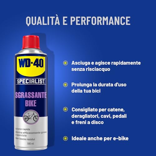 B00R1Q60YQ gal 2 69cfb879c6ad3 WD-40 - Specialist - Sgrassante Bike - Azione Rapida - Rimuove grasso, olio, polvere e sporco - Rallenta l’usura - Non lascia