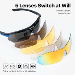 FREE SOLDIER Occhiali da Sole da Uomo Polarizzati 5 in 1 Occhiale Ciclismo MTB Softair Occhiali Tattici Militari Anti-UV400 P - immagine 4