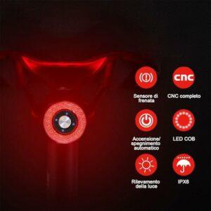 Luce Posteriore Bici Intelligente con Sensore di Frenata, Fanale Bici USB Ricaricabile Impermeabile IP65, 22 LED COB Rosso, 3 7 Luce Posteriore Bici Intelligente con Sensore di Frenata, Fanale Bici USB Ricaricabile Impermeabile IP65, 22 LED COB Rosso, 3 - immagine 3