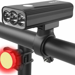 BIKIL luci bici led 6400mAh Ricaricabili USB C Luce Bici Anteriore e Posteriore potente 2400 Lumens Impermeabile IPX5 Set di