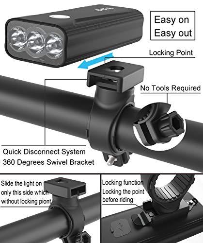 BIKIL luci bici led 6400mAh Ricaricabili USB C Luce Bici Anteriore e Posteriore potente 2400 Lumens Impermeabile IPX5 Set di 3 B081LT3Y5H gal 2 69cfa5cfac9a8 BIKIL luci bici led 6400mAh Ricaricabili USB C Luce Bici Anteriore e Posteriore potente 2400 Lumens Impermeabile IPX5 Set di