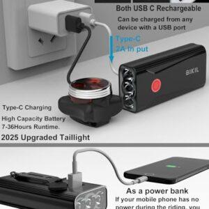 BIKIL luci bici led 6400mAh Ricaricabili USB C Luce Bici Anteriore e Posteriore potente 2400 Lumens Impermeabile IPX5 Set di 9 BIKIL luci bici led 6400mAh Ricaricabili USB C Luce Bici Anteriore e Posteriore potente 2400 Lumens Impermeabile IPX5 Set di - immagine 5