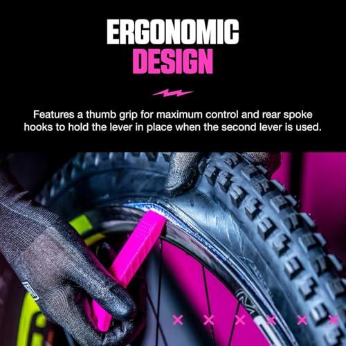 B08DD2BS9D gal 3 69cfb84d7ddde Muc-Off Rim Stix, Rosa - Coppia di Leve Smontagomme per Bici - Ripara Facilmente le Forature - Leve per Copertoni Bici Ergono