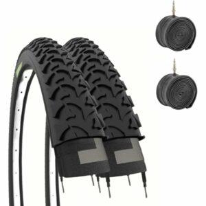 ECOVELO' 2 COPERTONI MTB 26 x 1.95 (50-559) + 2 CAMERE D'ARIA PER MTB BICICLETTA NERO BICI MOUNTAIN BIKE - immagine 1