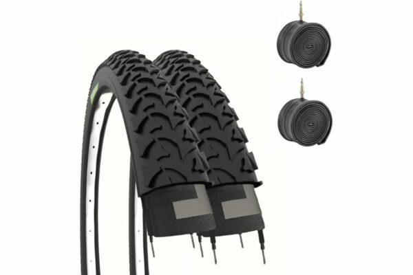 B08HZGT74K 69cfa08edfef5 ECOVELO' 2 COPERTONI MTB 26 x 1.95 (50-559) + 2 CAMERE D'ARIA PER MTB BICICLETTA NERO BICI MOUNTAIN BIKE