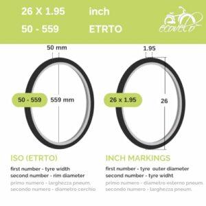 ECOVELO' 2 COPERTONI MTB 26 x 1.95 (50-559) + 2 CAMERE D'ARIA PER MTB BICICLETTA NERO BICI MOUNTAIN BIKE - immagine 5