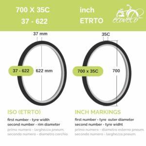 ECOVELO 2 COPERTONI Neri 700x35C (37-622) +CAMERE d'Aria City Bike Bici Trekking 700 X 35 28 1 5/8 3/8 - immagine 3