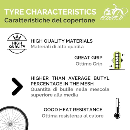 B08J4BDGJ6 gal 2 69cf9fb236c09 ECOVELO 2 COPERTONI Neri 700x35C (37-622) +CAMERE d'Aria City Bike Bici Trekking 700 X 35 28 1 5/8 3/8