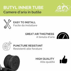 ECOVELO 2 COPERTONI Neri 700x35C (37-622) +CAMERE d'Aria City Bike Bici Trekking 700 X 35 28 1 5/8 3/8 - immagine 5