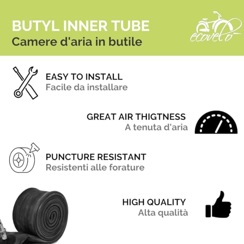 B08J4BDGJ6 gal 3 69cf9fb35e7cf ECOVELO 2 COPERTONI Neri 700x35C (37-622) +CAMERE d'Aria City Bike Bici Trekking 700 X 35 28 1 5/8 3/8