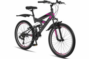 Licorne Bike Premium Mountain Bike Strong da 26 pollici, bicicletta per ragazzi, ragazze, donne e uomini, con cambio Shimano