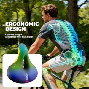 ROCKBROS Sella Bici Comoda in Gel, Sella Ergonomica per MTB Bicicletta, Sellino Morbido Traspirante, Uomo Donna, con Strisce - immagine 5