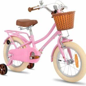 STITCH MANCHI Bicicletta per bambini da 12 & 14 & 16 & 18 pollici con cestino e ruote stabilizzatrici per bambine e bambini d