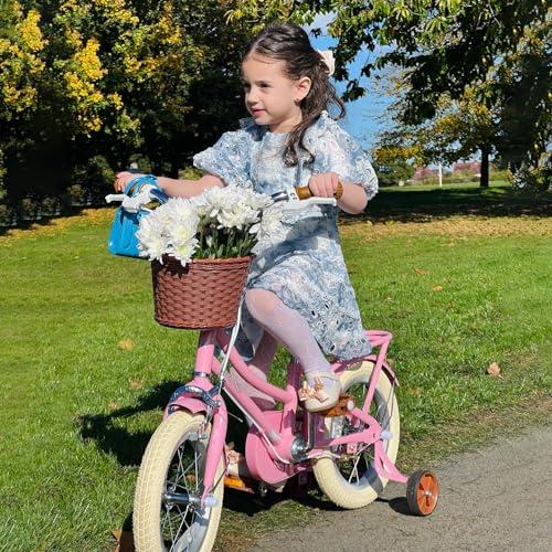 B08VVZTD6M gal 1 69cfa2586a91e STITCH MANCHI Bicicletta per bambini da 12 & 14 & 16 & 18 pollici con cestino e ruote stabilizzatrici per bambine e bambini d