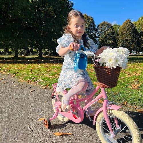 B08VVZTD6M gal 2 69cfa25a4f028 STITCH MANCHI Bicicletta per bambini da 12 & 14 & 16 & 18 pollici con cestino e ruote stabilizzatrici per bambine e bambini d