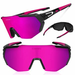Queshark Polarizzati Anti-UV Occhiali da Ciclismo Bici MTB Intercambiabili per Sport Uomo Donna Guida Pesca Golf Baseball Cor - immagine 3