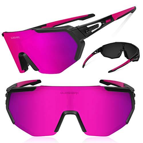 B0922M96JY gal 1 69cfba7a24e4e Queshark Polarizzati Anti-UV Occhiali da Ciclismo Bici MTB Intercambiabili per Sport Uomo Donna Guida Pesca Golf Baseball Cor