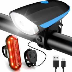 Gobikey Luci Biciclette LED, Anteriore e Posteriore USB Ricaricabile e Impermeabile IP65, 1200 mAh luci MTB per Uomini Donne,