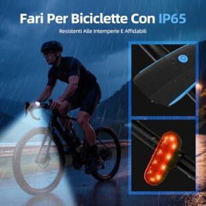 Gobikey Luci Biciclette LED, Anteriore e Posteriore USB Ricaricabile e Impermeabile IP65, 1200 mAh luci MTB per Uomini Donne, - immagine 5