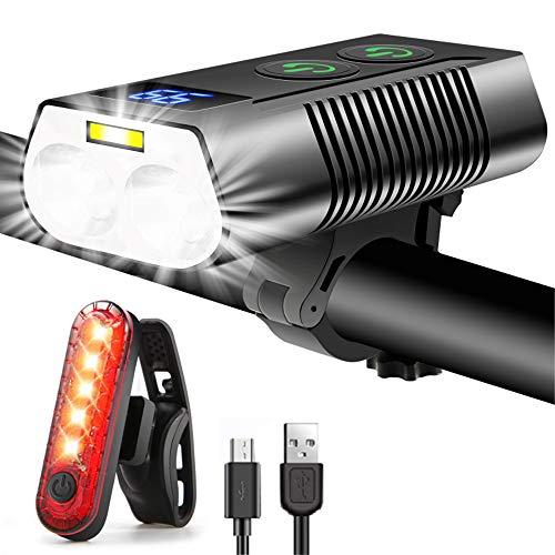 B09MKGPTVJ gal 0 69cfa50c5adf1 REHKITTZ Luci Bicicletta LED Super Luminoso 3300 Lumens,5000mAh Autonomia Molto Lunga Ricaricabili,con Fendinebbia e Display
