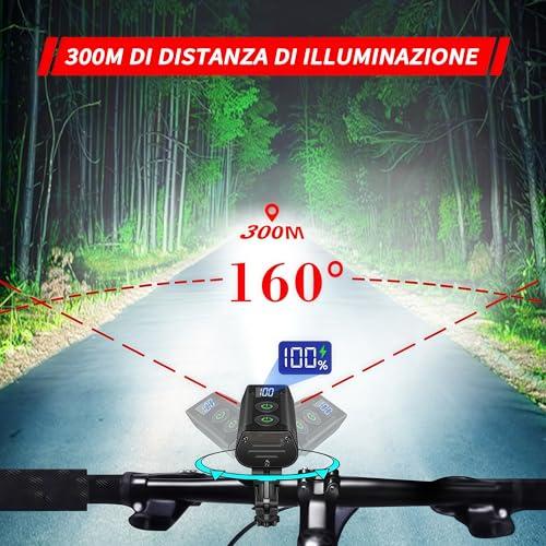 B09MKGPTVJ gal 1 69cfa50e07a99 REHKITTZ Luci Bicicletta LED Super Luminoso 3300 Lumens,5000mAh Autonomia Molto Lunga Ricaricabili,con Fendinebbia e Display