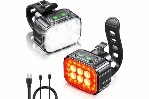 B0BBPZNXR1 69cf97a865167 CIRYCASE Luci Bici Kit, Ricaricabile USB & Impermeabili IP65 Luci Bicicletta LED con Fascio Luminoso Spot & Flood, 8+12 modal