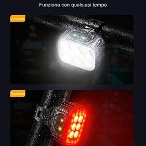 CIRYCASE Luci Bici Kit, Ricaricabile USB & Impermeabili IP65 Luci Bicicletta LED con Fascio Luminoso Spot & Flood, 8+12 modal - immagine 5